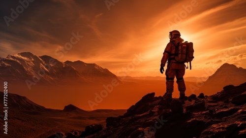 astronaut standing on mountain space exploration © ORG