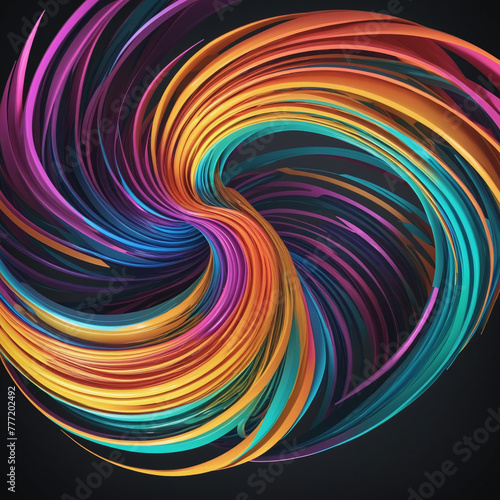 a swirl of vibrant neon colors abstract shape  3d render style  isolated on a transparent background    bright colors