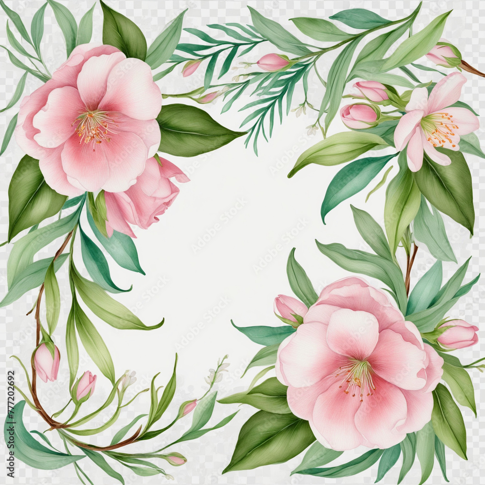 watercolor Cozy spring branch of floral with pastel color for greeting wedding card logo pattern textile isolated on Transparent png background,    bright colors
