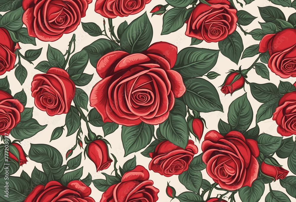 bouquet of red roses vintage illustration isolated on a transparent background,   bright colors