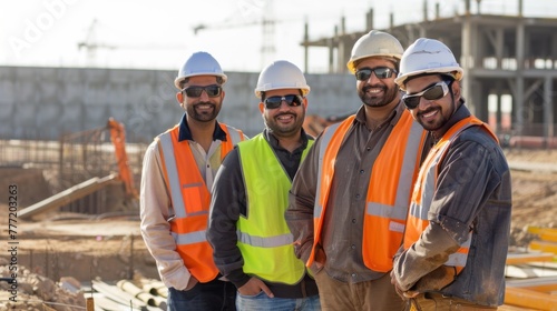 Team of construction workers, engineer, construction worker and team or manager construction site and outdoor crews for construction projects
