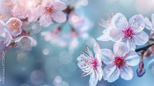 Cherry blossoms isolated on blur background