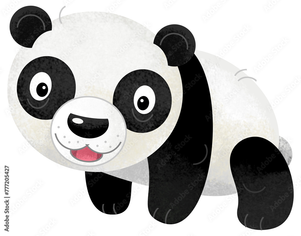 cartoon scene with panda bear animal theme isolated on white background illustration for children