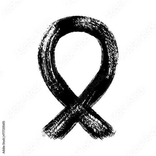 Hand drawn black ribbon brush stroke paint