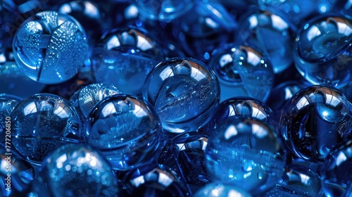 abstract background of blue glass balls