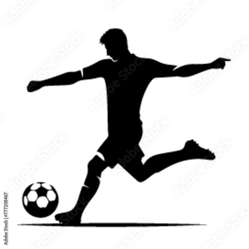 minimalist Football player kicking ball vector black color silhouette, Black color silhouette, isolated white background-15