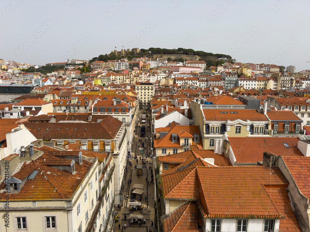 Streets of Lisbon in Portugal during springtime