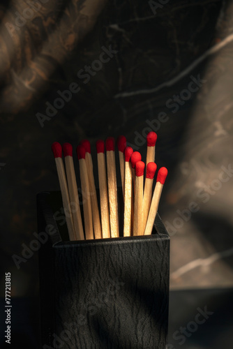 Group of Matchsticks in Black Holder