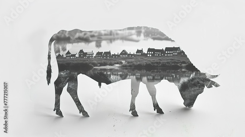 paper cutout double exposure random landscape