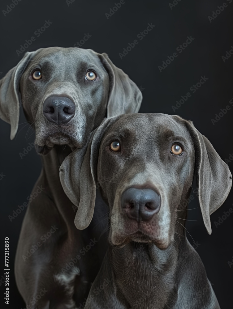 Studio portrait of a weimaraners Studio portrait of a weimaraners