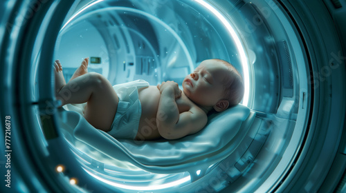 Artificially grown child, embryo, incubator for children in the future cloning of a child © Alina Zavhorodnii