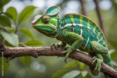 Malagasy giant chameleon sitting on branch
