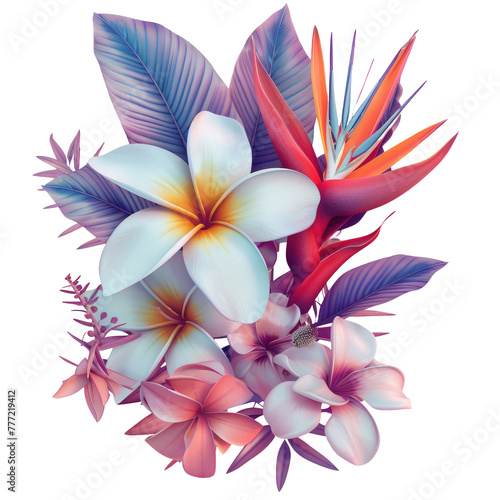 Many colored flowers on a Transparent Background