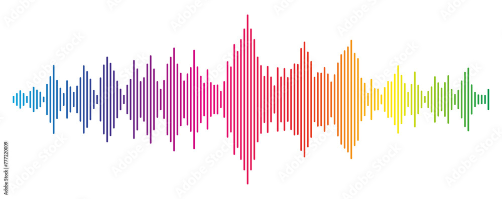 Colorful digital equalizer. Rainbow color sound wave rhythm. Vector illustration 