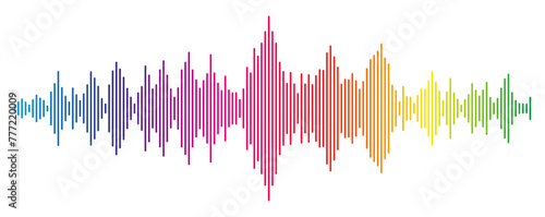 Colorful digital equalizer. Rainbow color sound wave rhythm. Vector illustration 