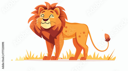 Fototapeta Naklejka Na Ścianę i Meble -  Cartoon lion flat vector isolated on white background