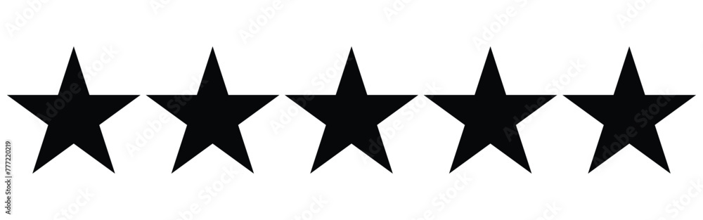 five star icon on white background. 5 star sign. Star black icon on white background. Customer feedback concept. Vector 5 stars rating review. Vector illustration. Eps file 19. five star icon on white background. 5 star sign. Star black icon on white background. Customer feedback concept. Vector 5 stars rating review. Vector illustration. Eps file 19.