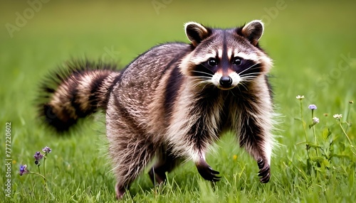 A-Raccoon-With-A-Playful-Demeanor-Frolicking-In-A- © Nazmun