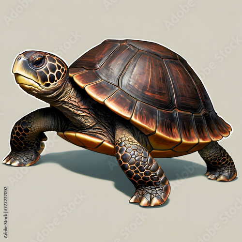 Colourful Turtle On A Isolated Background 3D 300PPI High Resolution Image photo