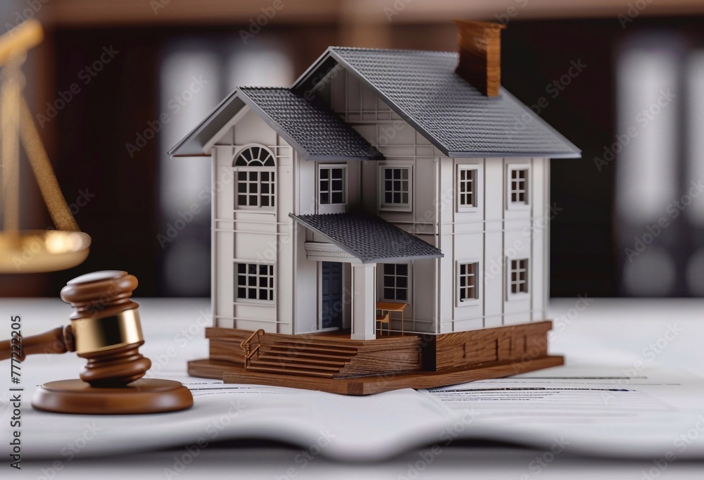 House and judge gavel on clean more empty copy space. Building legislation. Buying, selling housing. Lease contract. Property division. Home confiscation, sale of real estate property seizure. House and judge gavel on clean more empty copy space. Building legislation. Buying, selling housing. Lease contract. Property division. Home confiscation, sale of real estate property seizure.
