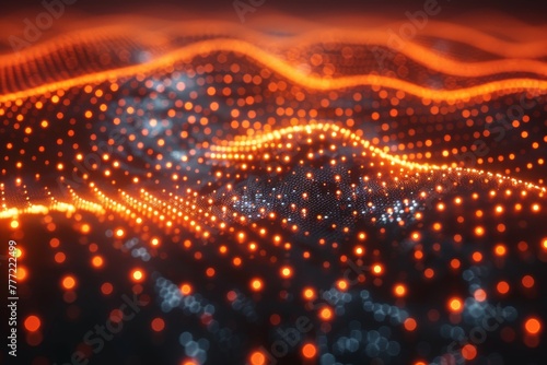 Warm toned digital landscape, symbolizes the heat of data processing and network activity photo