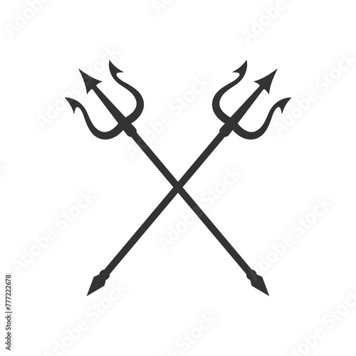 Poseidon tridents graphic icon. Crossed harpoons sign isolated on white background. Vector illustration 