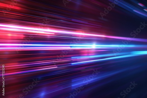 speed light line motion blur on dark background data transfer simulation blue to red lights