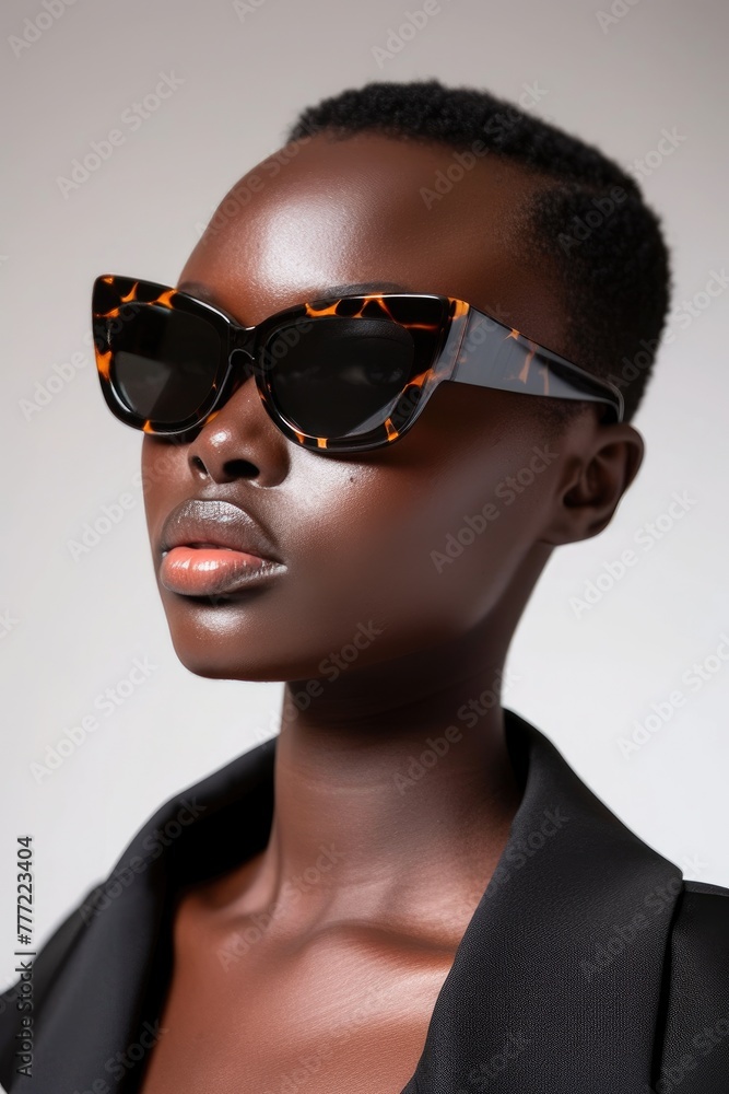Chic Black Tortoise Shell Sunglasses with Rectangular Frames Chic Black Tortoise Shell Sunglasses with Rectangular Frames