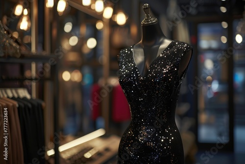 Luxury Fashion: Elegant Sequined Dress on Mannequin