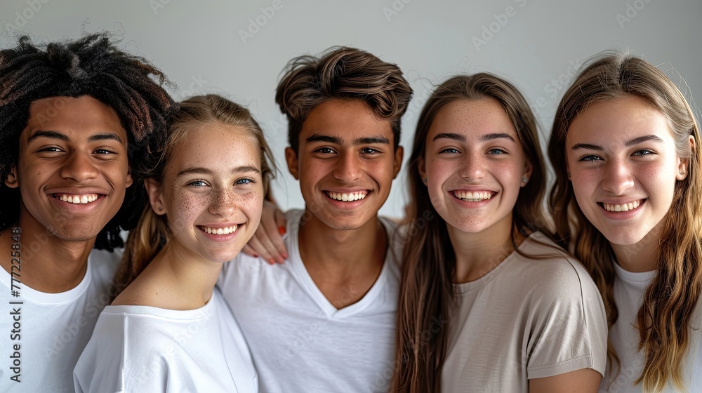 A group of young people are smiling and posing for a picture A group of young people are smiling and posing for a picture