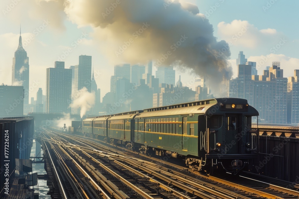 Obraz premium Futuristic Train Embarks on Journey from New York