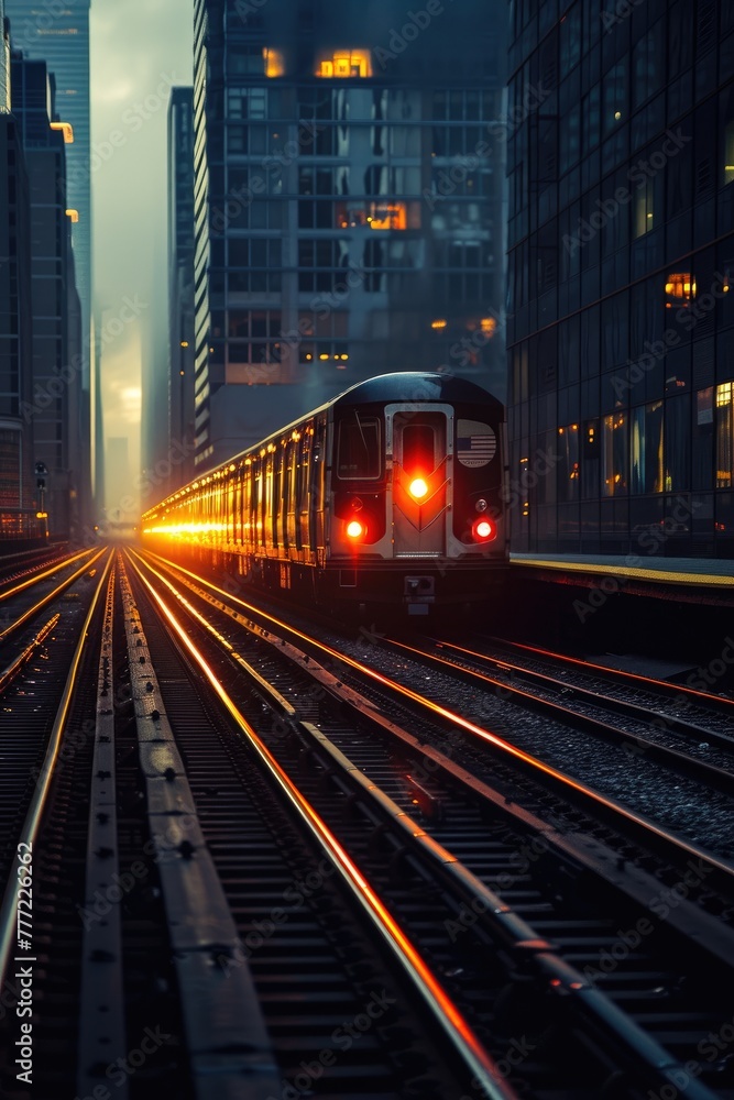 Obraz premium Streamlined Departure: Modern NYC Train