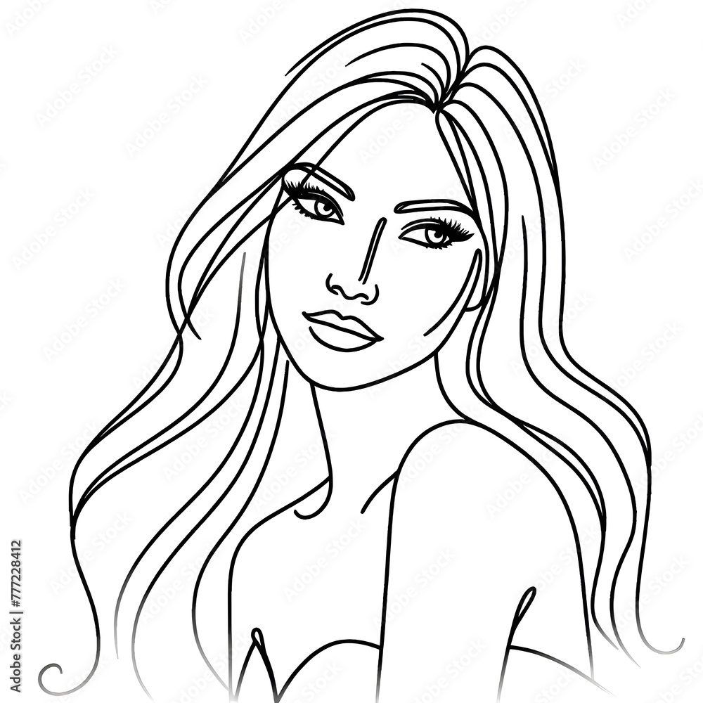 Woman Line Art Minimalist Logo. Nature Organic Cosmetics Makeup. Flower head Feminine Illustration line drawing. Woman Line Art Minimalist Logo. Nature Organic Cosmetics Makeup. Flower head Feminine Illustration line drawing.