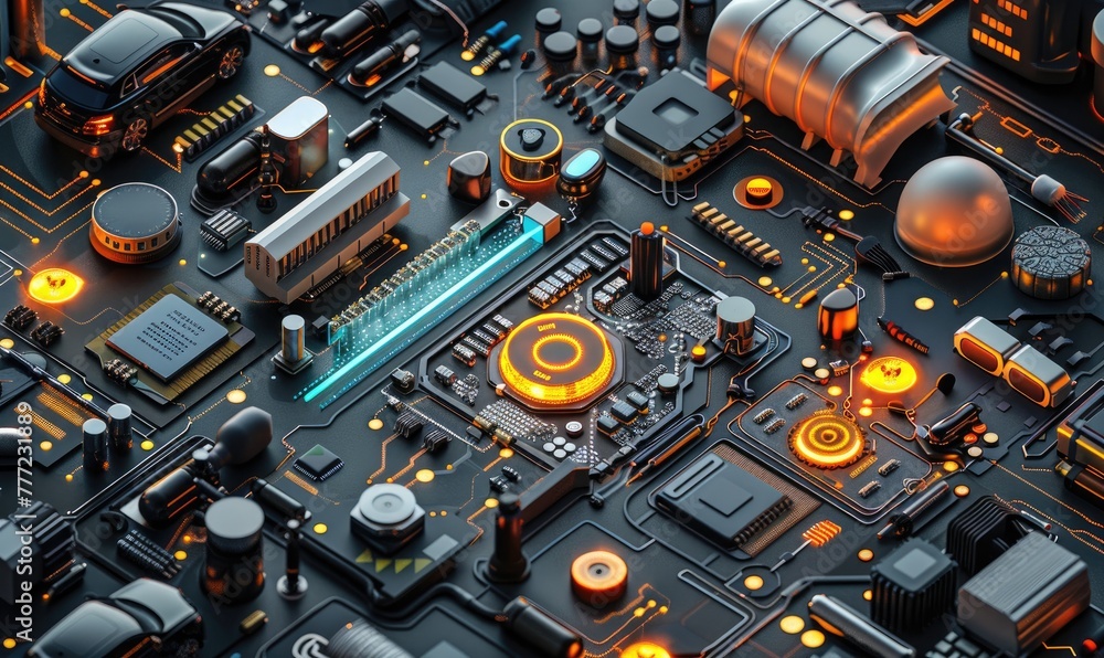 Modern semiconductors close-up view Modern semiconductors close-up view
