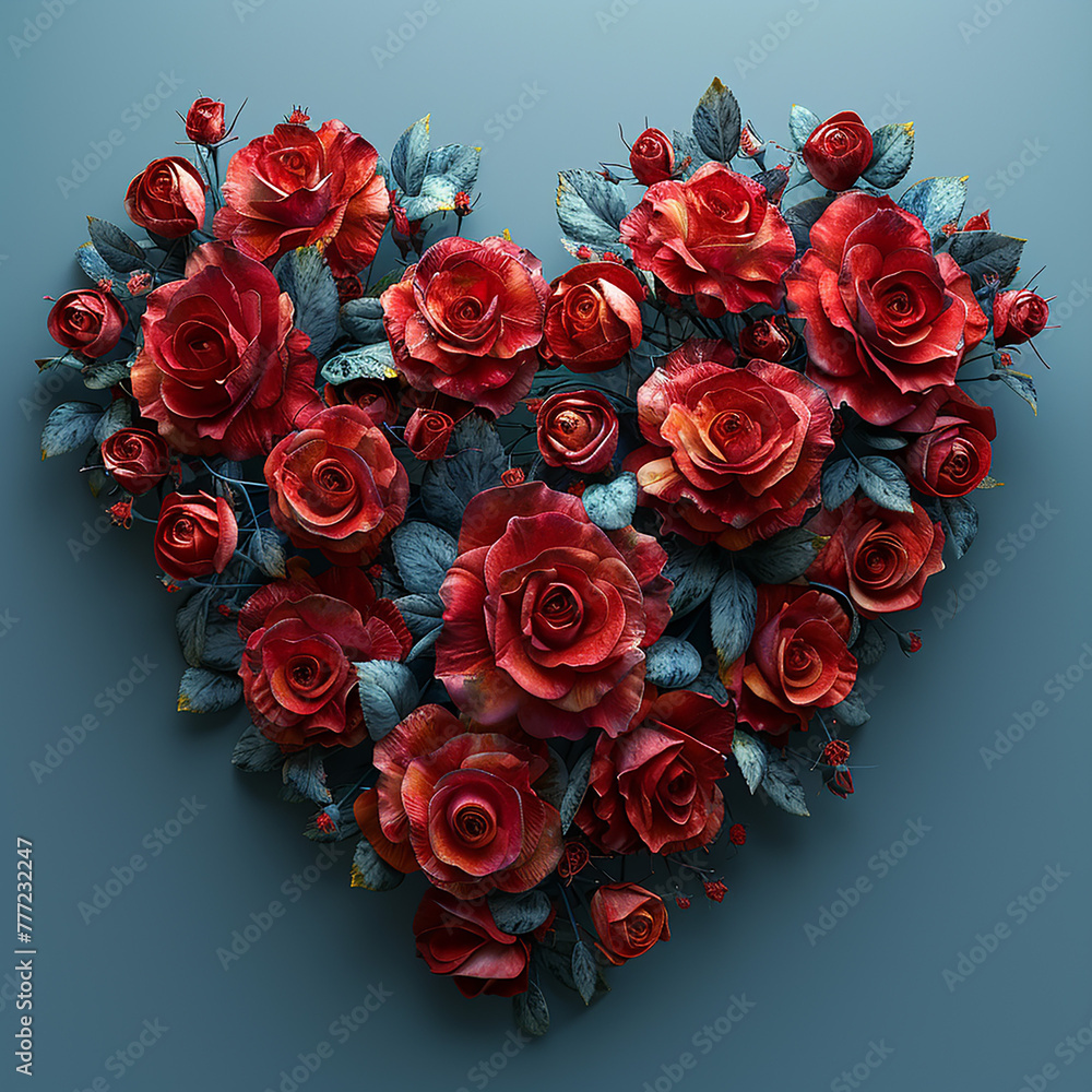 Heart of flowers Valentines Day Gift, generative ai Heart of flowers Valentines Day Gift, generative ai
