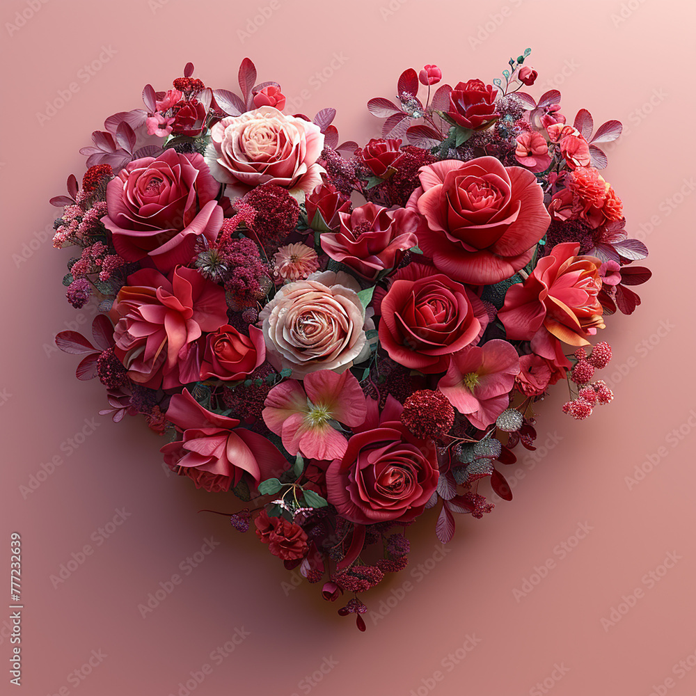 Heart of flowers Valentines Day Gift, generative ai Heart of flowers Valentines Day Gift, generative ai