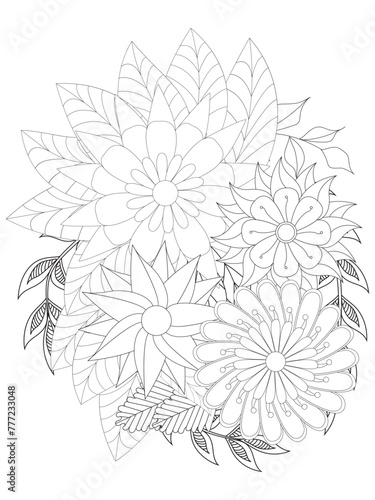 floral drawing. Art therapy coloring pages.Vector illustration Floral Mandala Coloring Pages, Flower Mandala Coloring Page,