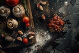 Harmonious balance of textures and colors in an abstract culinary composition.