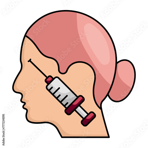 Botulinum toxin being injected in the human face concept, Botox for a slimmer jawline vector icon design, beauty and self-care symbol, decorative cosmetics sign, Medical Spa stock illustration