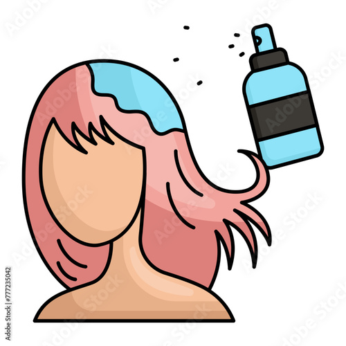Hair treatment with Herbal Tonic concept, hair lacquer or spritz vector icon design, beauty and self-care symbol, decorative cosmetics sign, Medical Spa stock illustration 