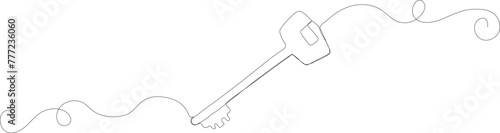 One continuous line illustration of key