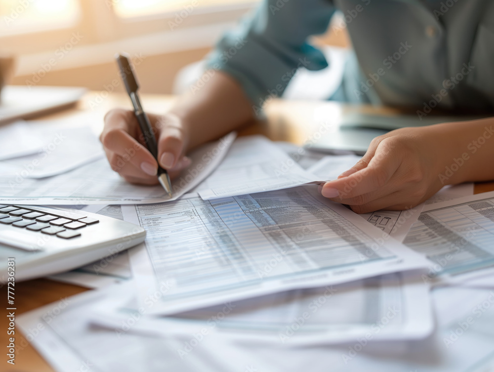 Filling out utility bills. Filling out utility bills.