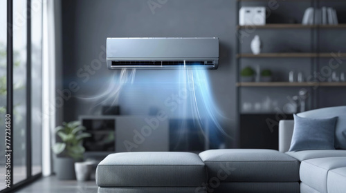 Air conditioner in the living room. Air conditioning concept.