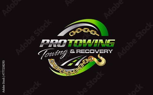 Illustration vector graphic of towing truck service logo design suitable for the automotive company