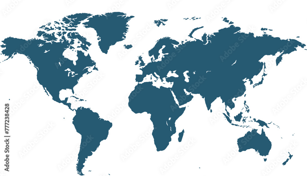 Obraz premium World map. Modern color vector map. Silhouette map.