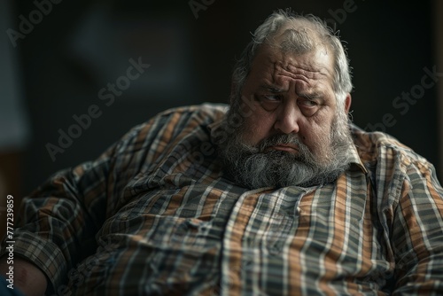 Wallpaper Mural Weary older man in plaid shirt with a contemplative gaze Torontodigital.ca