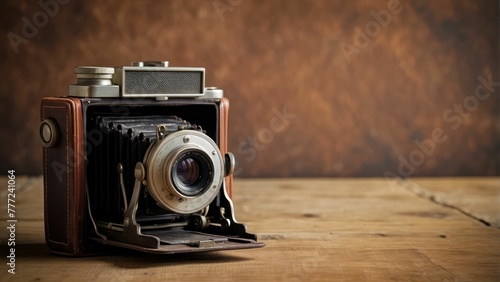 Professional vintage camera on a plain background