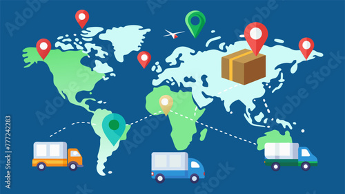 A detailed view of a shipment tracking software with multiple domestic destinations marked for delivery showcasing the increased efficiency and