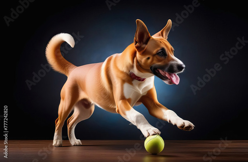 Dog in Action: Pet Playing and Chasing Ball © Iana Alter