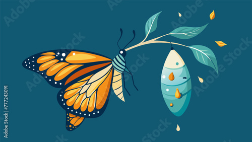 A butterfly emerging from its chrysalis representing the transformative process of resilience and coming out stronger from difficult